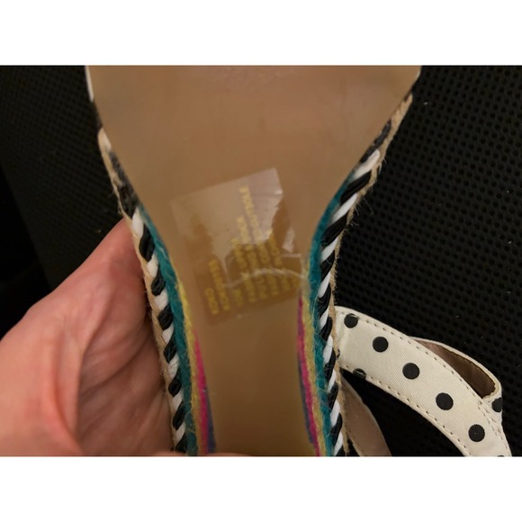 Betsey Johnson Koko wedge sandal in white multi with polka dots 10 - Picture 8 of 9